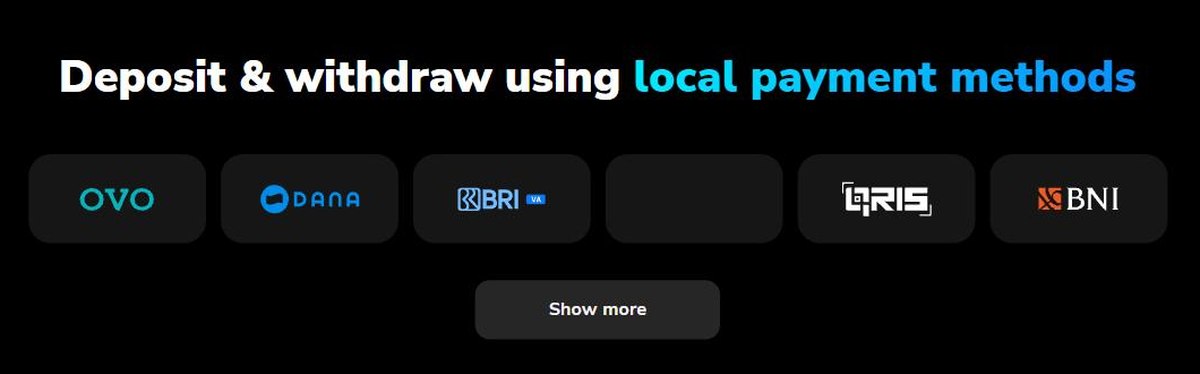 Stockity deposit and withdraw section showing local payment methods